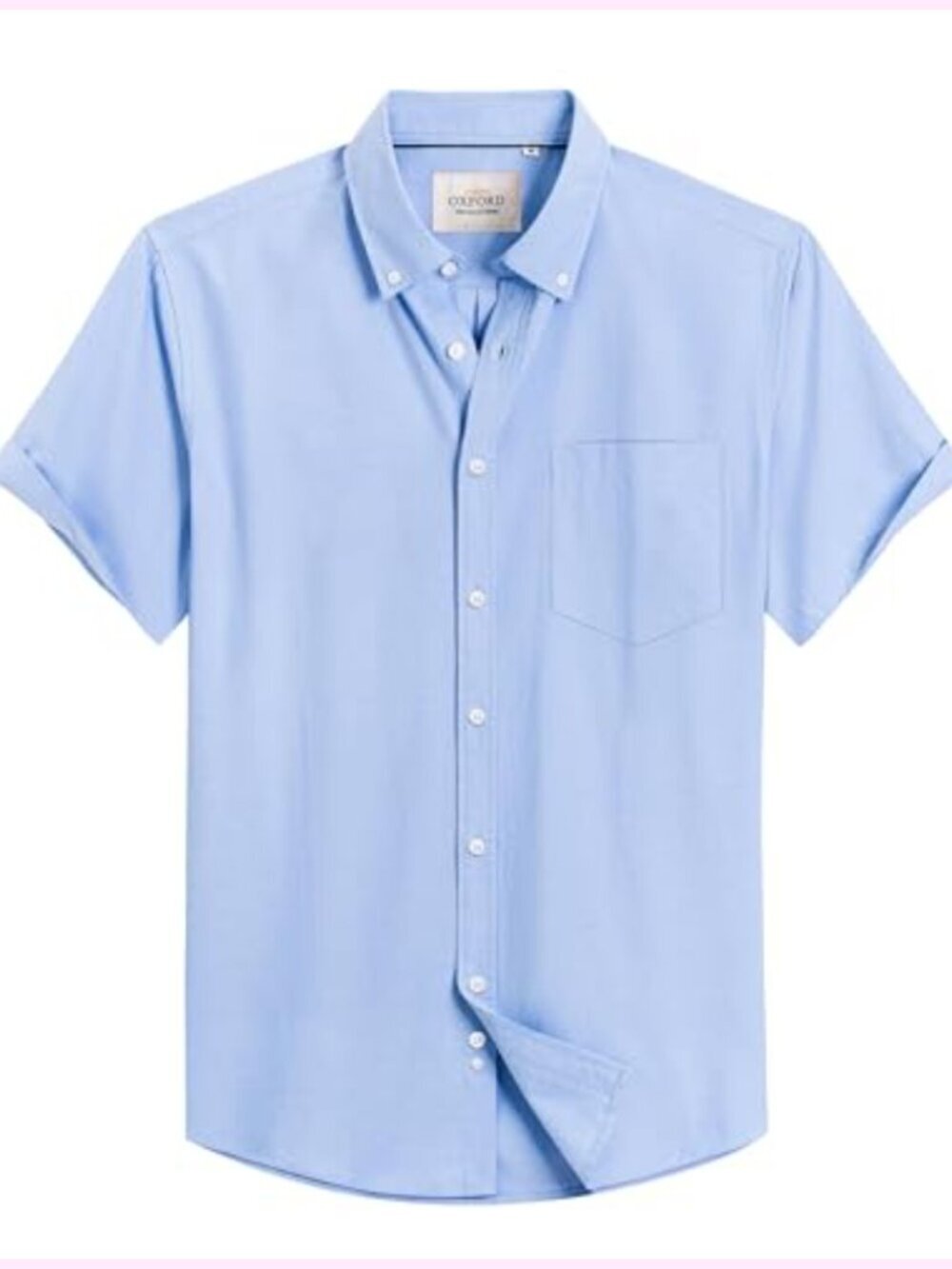 Men's Oxford Short Sleeve Button Down Shirt Wrinkle Free Cotton Regular Fit